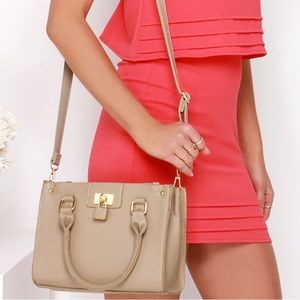 Lulus Love Lock Taupe Handbag
